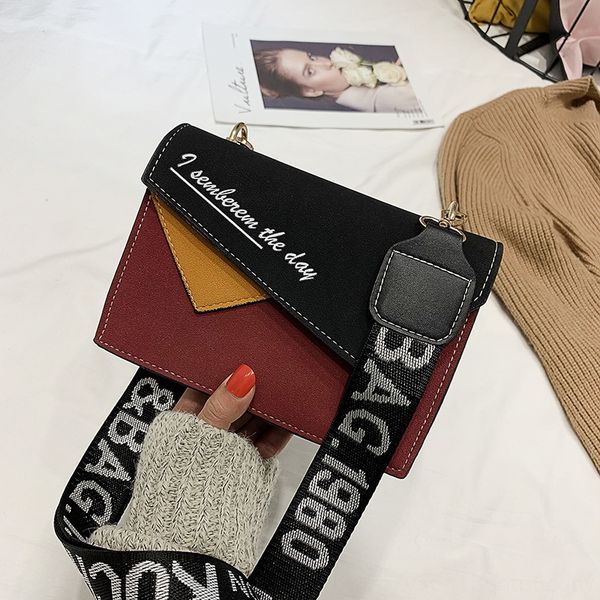 

qdkqy 2020 net red shoulder small square korean oblique frosted stitching pu small square female shoulder bag simple all-match messenger bag