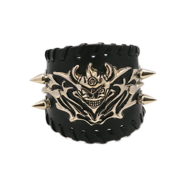 

1 pcs elling rock ghost head leather bracelet jewelry retro punk mens simple elegant temperament neutral individual wrist band, Black