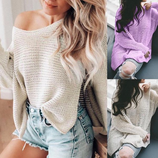 

women's sweaters one shoulder sweater women loose casual pullovers and woman autumn solid knitted computer wool, White;black