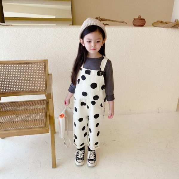 

2020 new girls boys dots overalls autumn fashion kids pants 2-7t qw95, Blue