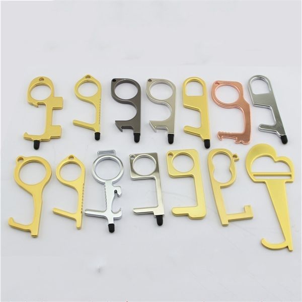 

metal edc anti epidemic isolation key chain new touch screen anti-contact door opener 12 styles available contactless tool touch t3i5939