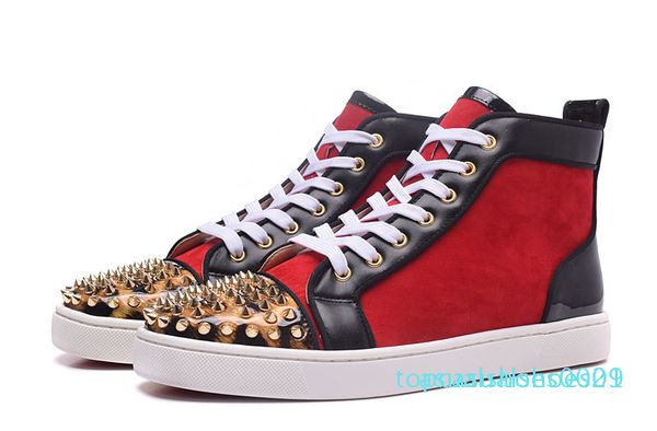 

drop ship mens women colorful glitter genuine leather black fashion red bottom sneakers high casual shoes 35-46 tr01