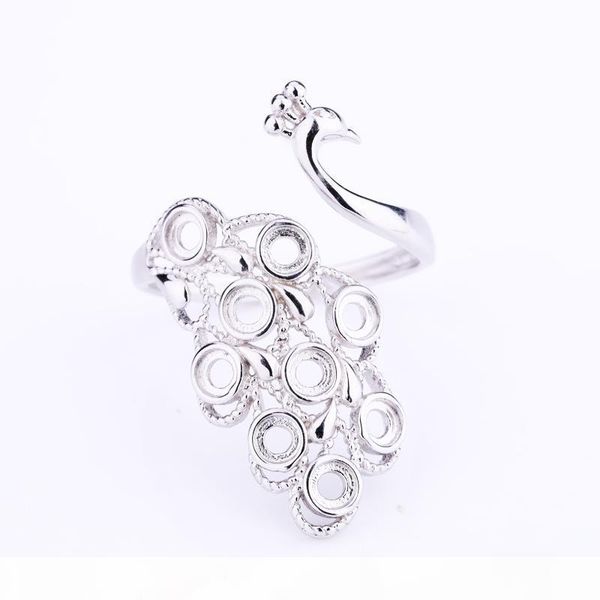 

925 Sterling Silver Engagement Wedding Ring 3x3mm Round Cabochon Semi Mount Ring for Women Party Jewelry Setting