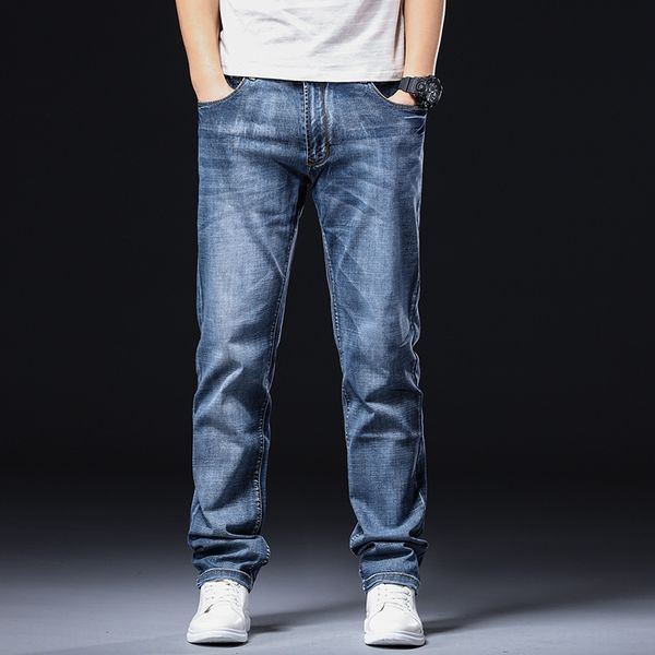

vfmuz spring and summer new style oak waist jeans and jeans men's plus fat plus large size loose straight tube washed stretch denim tro, Blue