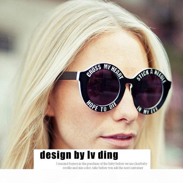 

annice holland house european and american fashion retro sunglasses round frame alphabet spectacles sunglasses for women, White;black