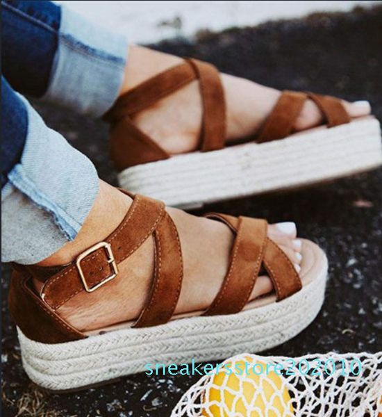 

med 2020 sandals female shoe black shoes for women with heel buckle large size cross medium women's ladies beige fashion s10