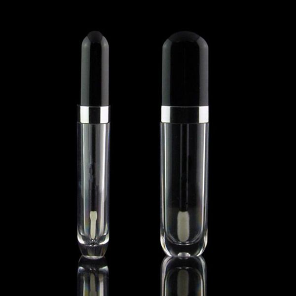 100pcs vazio 8ml batom Tubo Lip Gloss Container tubo da escova Cap plástico preto pequeno Lip Balm tubo recarregáveis ​​Pot