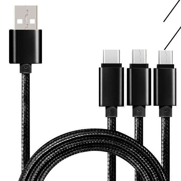 

2020 wholesale universal 3 in 1 nylon braided usb cable data charging type c cable ing