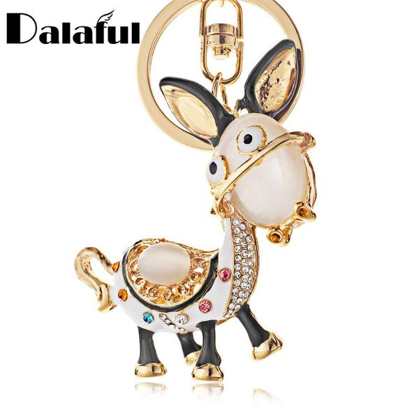 

dalaful enamel donkey handbag pendant crystal keyrings keychains for car purse bag buckle party gift key chains holder k243, Silver