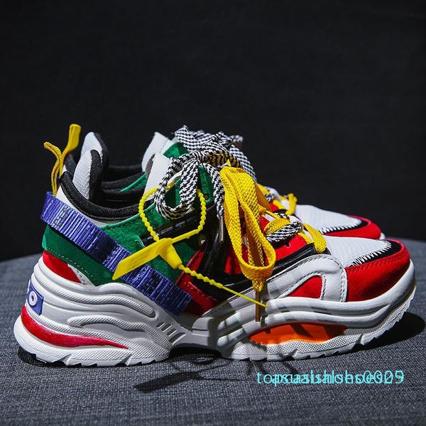 

1women wedges fashion dad sneakers new women tenis shoes 2019 platform shoes flats female chunky sneakers walking t05, Black