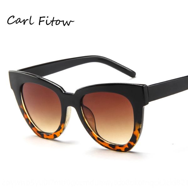 

new sun cat's eye large frame sun personalized men's and women's all-match glasses sun glasses, White;black