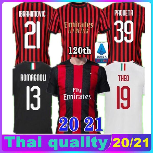 

20 21 ac milan soccer jersey 2020 2021 ibrahimovic piatek football shirt long sleeve paqueta bennacer men kids rebic camisa de futebol 120th, Black;yellow
