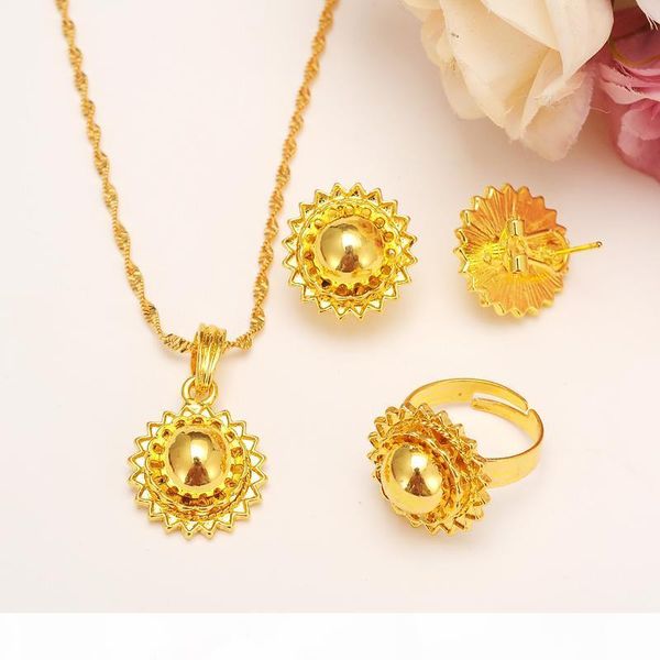 

r new protruding pendant necklace earrings set jewelry cute real fine gold filled items women girl ing, Silver