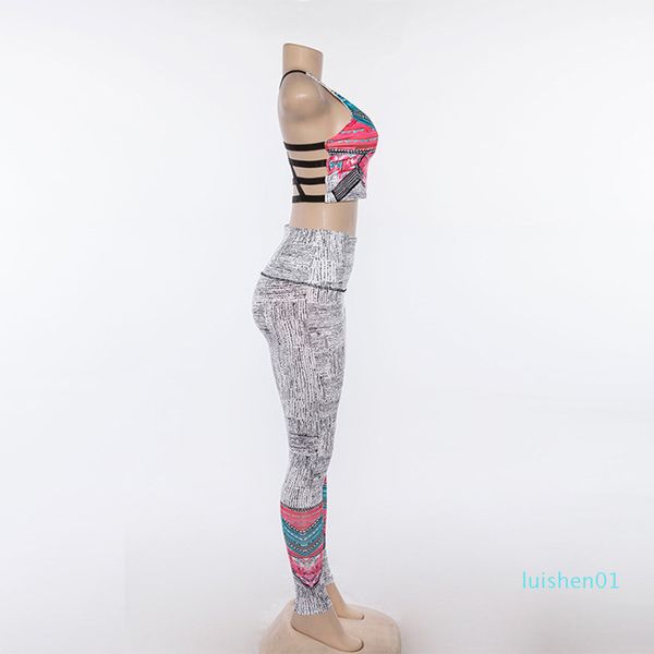 

tracksuit 2 piece yoga set floral print women bra+long pants sportsuit for women fitness sport suit women sportswear l01, White;red