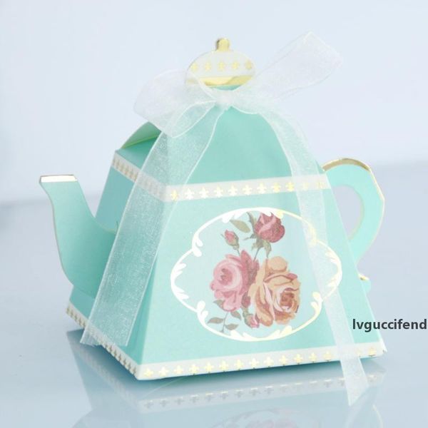 

10pcs new retro teapot shape paper candy boxes wedding gifts box for guests bonbonniere birthday party birthday party favors