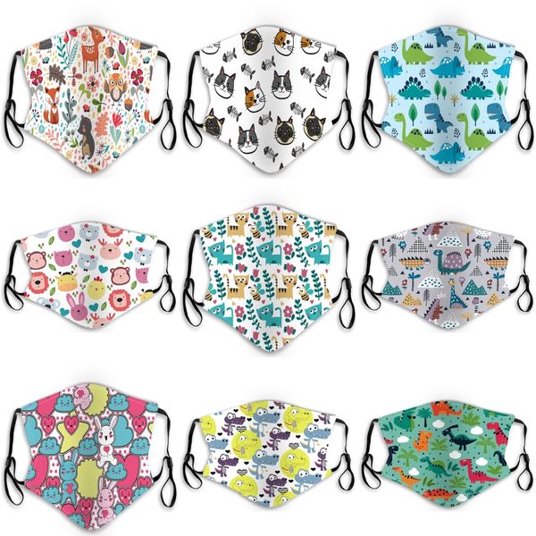 

pm2.5 children anti-fog masks boys girls cartoon mouth face masks kids anti-dust breathable earloop washable reusable cotton mask#306