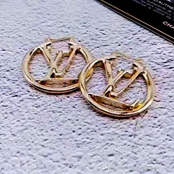 

wholesale fashion large circle dangle earrings 14k gold letters drop eardrop earring women party jewelry gift accessories, Gray