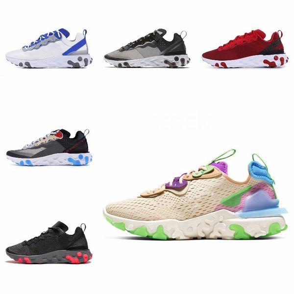 

new ashion react element running shoes fo men women light bone triple black royal solar team red mens trainers sports sneaker runner s#07426