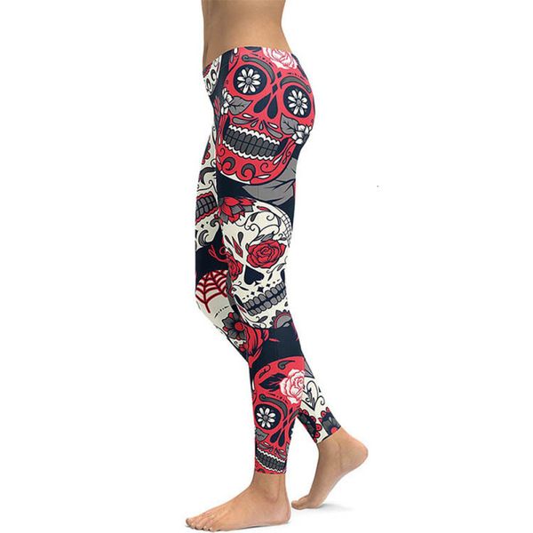 

2020 new fashion ankle length women 3d print skull legging woman jeggings legings fitness legging pant pants printed leggings, Black