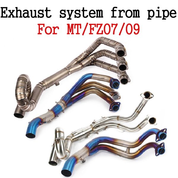

for mt09 fz-09 mt-07 fz07 2014-2020(not for tracer) modified motorcycle front exhaust muffler pipe full system tube moto slip-on