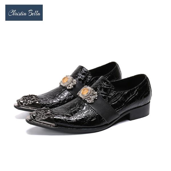 

christia bella new crystal real leather men shoes party wedding formal leather shoes black men business office footwear