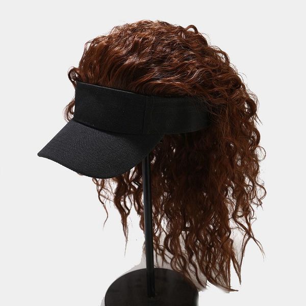 

womens hat new style small wave one-piece high ponytail wig baseball cap natural fluffy detachable cap, Blue;gray