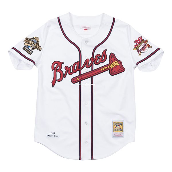 

chipper jones atlanta #10 mitchell & ness retro 1995 home ws jersey, Gray