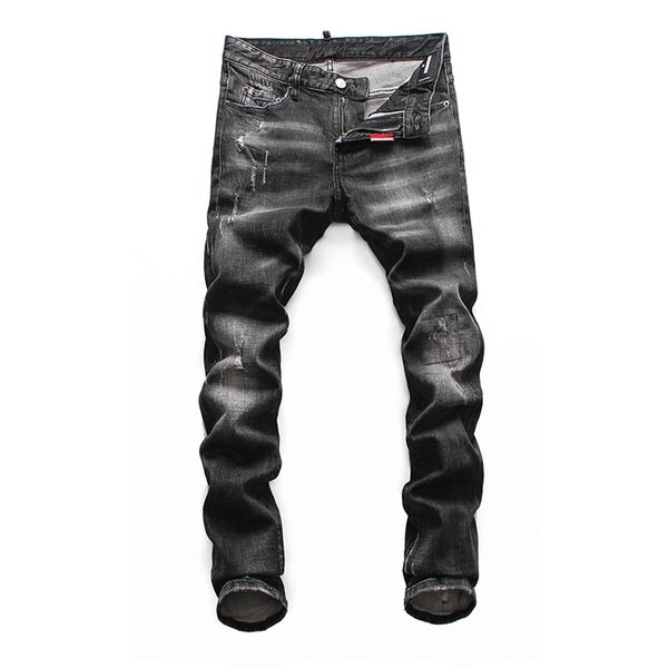 

european american mens jeans brand men slim jeans pants mens denim trousers zipper blue hole pencil pants for men 8114