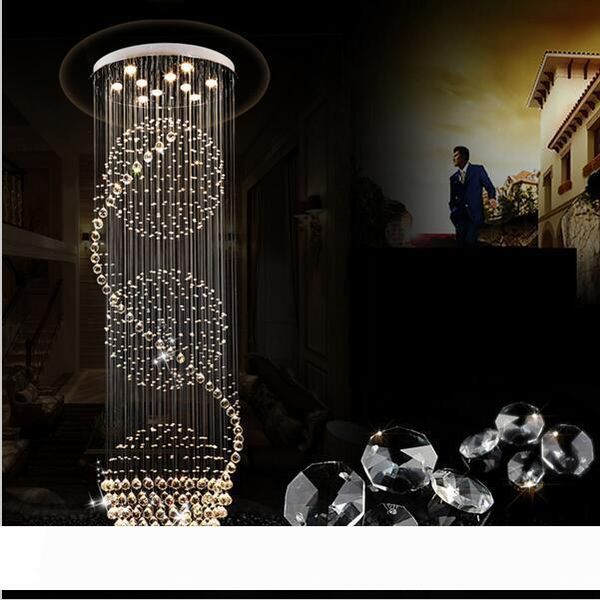 

LED Crystal Chandeliers Lights stairs hanging light pendant lamp Indoor lighting decoration with D70CM H200CM chandelier light fixtures