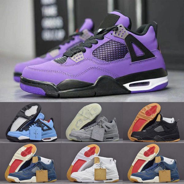 

2020 новый трэвис скотт х 4 4s cactus jack iv фиолетовый синий баскетбол обувь спортивные кроссовки аутентичные баскетбол обувь, Black