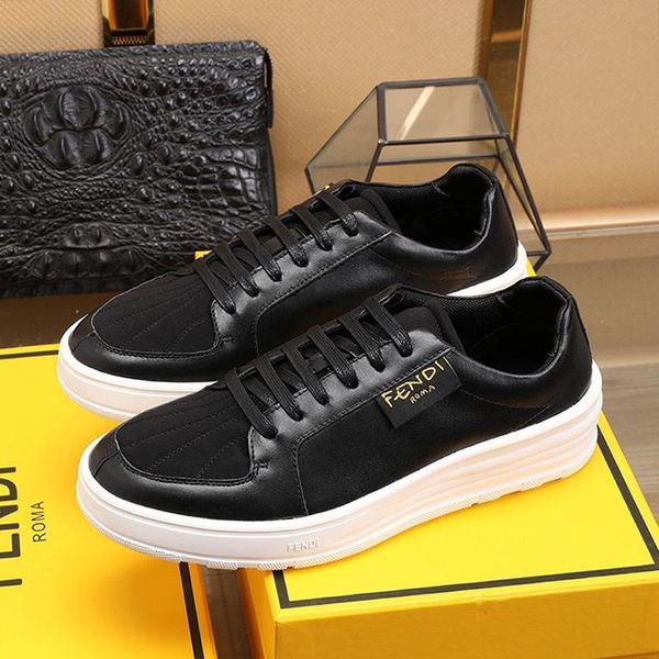 

mens shoes outdoor walking fashion leather sports footwears with origin box chunky sneakers low plus size casual men shoes, Black