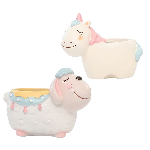 

2pcs cute animal flowerpot resin mini succulent planter home decoration