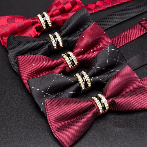 

men bowtie formal stripe luxury rhinestone necktie men's fashion business mens wedding bow tie male dress shirt gift ties, Black;gray