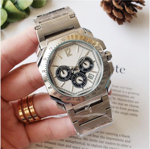 

luxe mens classic watches 42mm fashion stainless steel quartz movement men's waterproof casual watch clock wristwatches 13, Slivery;brown