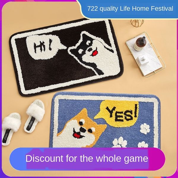 

toilet floor home non-slip cartoon firewood dog water-absorbing home bedroom entry door matfoot mat bathroom non-slip mat