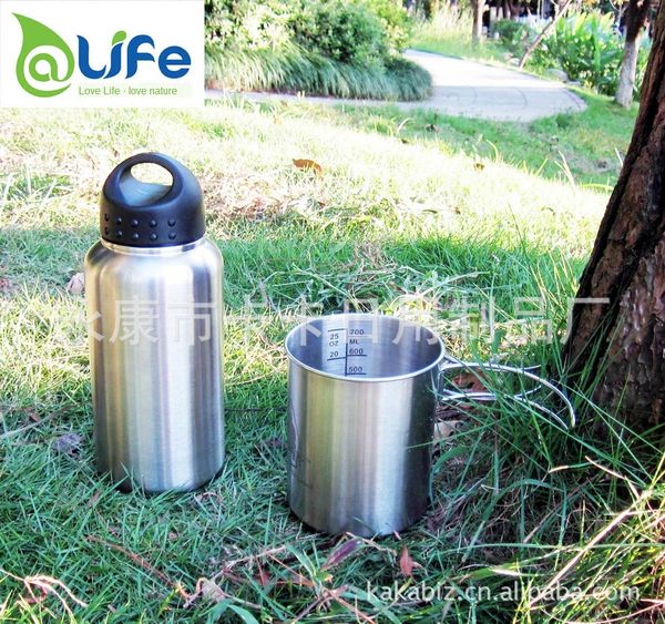 

304 stainless steel 1 liter large capacity sports space kettle outdoor wide-mouth kettle