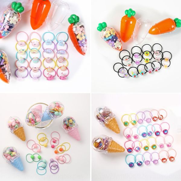 

new korean style accessories set box children's rope princess hipster hair rope hair accessories set box, Slivery;white