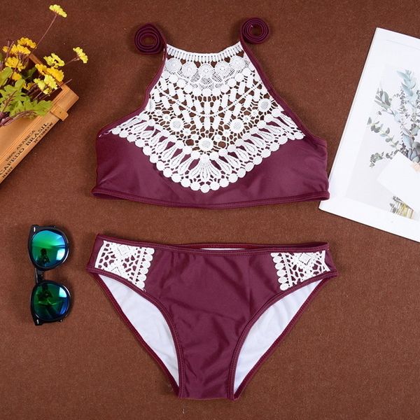 

new female 2020 summer push up swimwear women bikini set lace halter swimsuit beachwear bathing suit brazilian biquinis, White;black