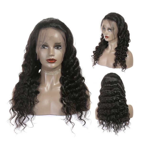 

ali grace peruvian lace front hair wig preplucked 13x6 deep part lace front loose wave human hair wigs full ends 100% human hair, Black