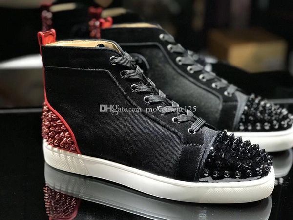 

new luxury designer casual shoes with spikes strass-studded mix degra men's new style red bottom sneakers flat shoe, Black