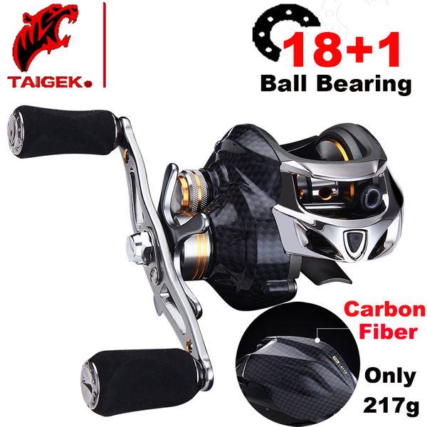 

taigek brand 18+1bb fishing reel carbon fiber baitcasting reel weightlight reel fishing 6.3:1 high speed saltwater