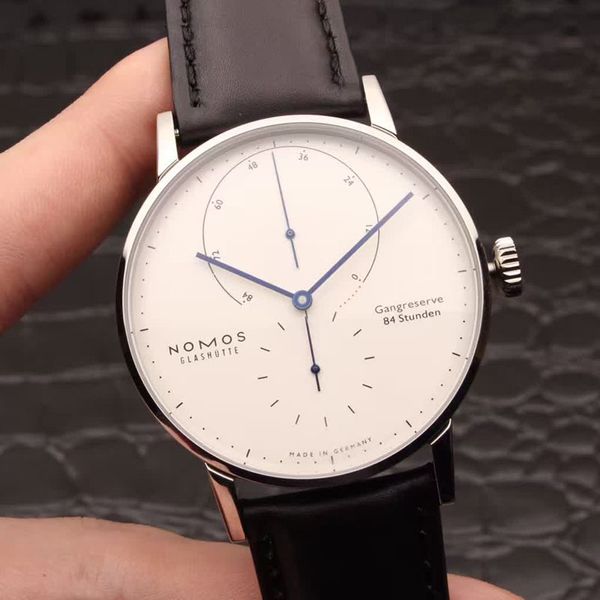 Business automatic mechanical movement Luxury Watches leather strap 316 Stainless Steel Case Wristwatch NOMOS LAMBDA Designer mens251F