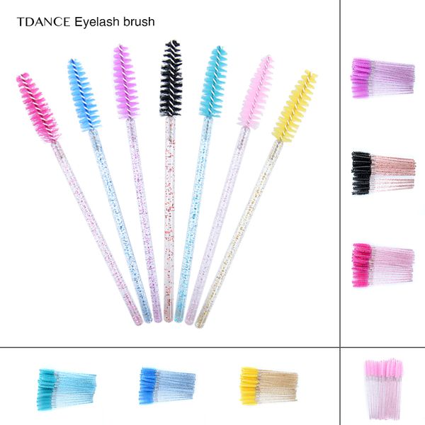 

false eyelashes tdance 50pcs/bag crystal rod brush eyelash extension cosmetic spoolers disposable mascara wands tools
