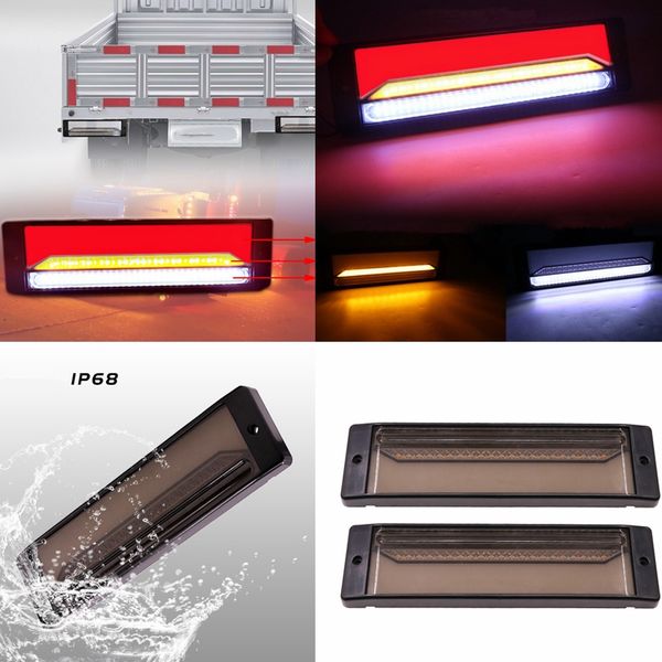 

2x waterproof led trailer truck brake light 4 in1 neon halo ring tail brake sturn light sequential flowing signal lamp
