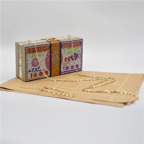 

2020 new full diamond small square bag dollar dinner bag with diamonds fashion dollar rhinestone bag