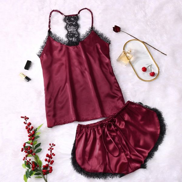 

new lace eyelash pajamas silk-proof home clothes suspender skirt two-piece set home clothes backless suspender skirt set, Black;white