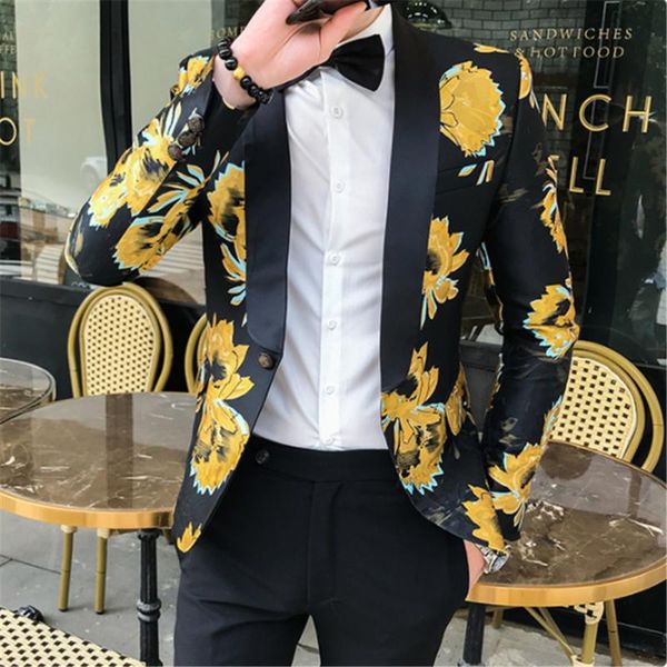 

new men's business casual suit jacket asian size s m  xl xxl slim fit mens printed suit coats classic lapel blazers men, White;black