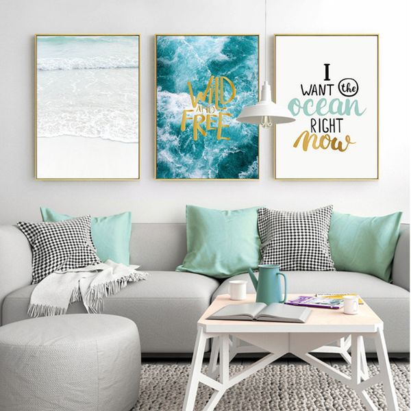 

nordic seascape inspiring quotes abstract canvas painting poster and print wall art pictures kids living room home office decor