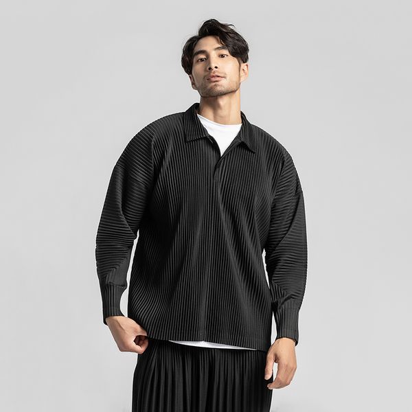 

ewq / men's wear japanese pleated shirt 2020 autumn new handmade pressing long sleeve for male 9y3287, White;black