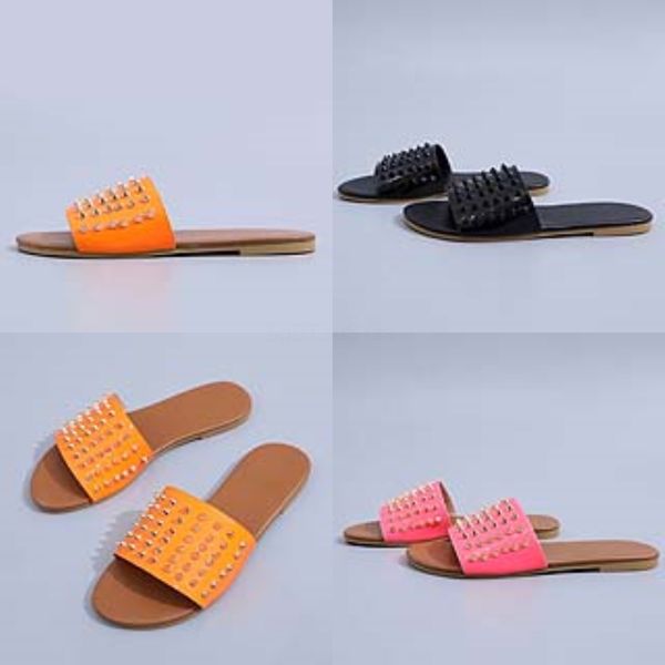 

ot sale- suede rivets strap block eel soes slippers women dener slides sandals size 35 to 40 t33#935#831, Black